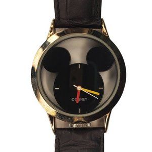 VTG Disney Mickey Mouse Black Façade Clear See Through Ladies Wrist Watch Runs!